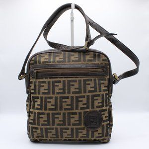 Fendi FF Zucca Print Canvas Crossbody Brown Bag Vintage